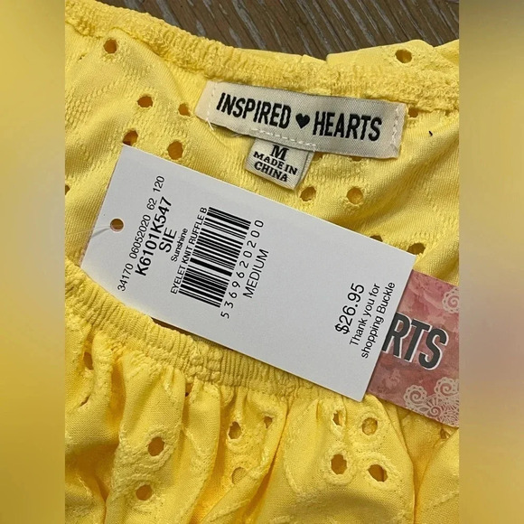 💛 Buckle Inspired Hearts Sunshine Yellow Bodysuit‎ NWT Medium - Picture 4 of 6